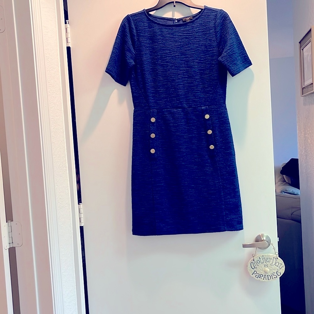 FINAL SALE NWOTs Ann Taylor Factory Blue Short  Sleeved Dress Woman Size 8P